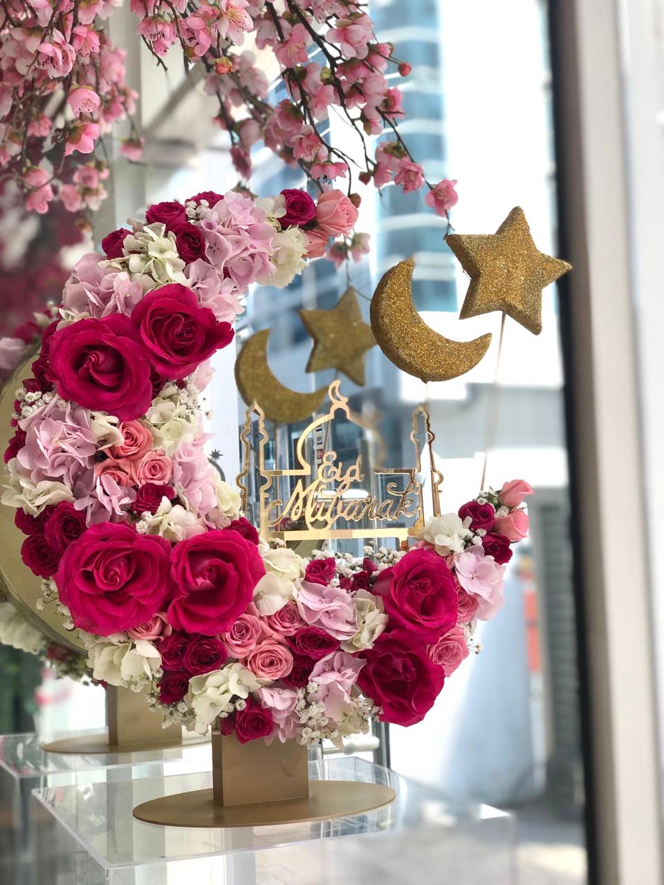 Eid Radiance Floral Crescent