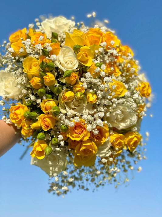 yellow and white roses