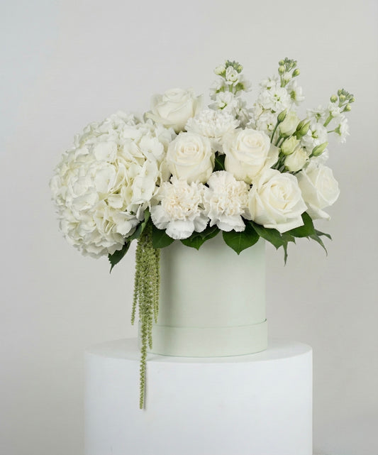 White Mixed Florals Green Box