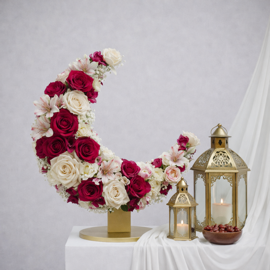 Pink and White Standing Crescent