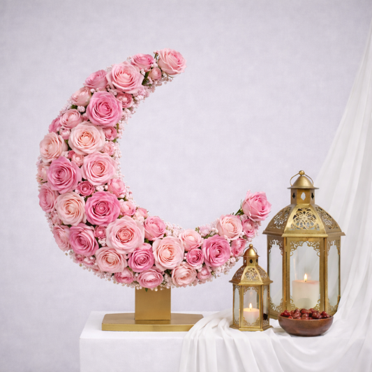 Artificial Pink Rose Standing Crescent