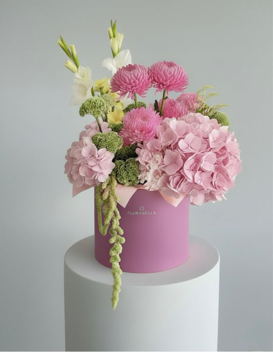 Mini Garden Mix Hatbox – Pink & Green