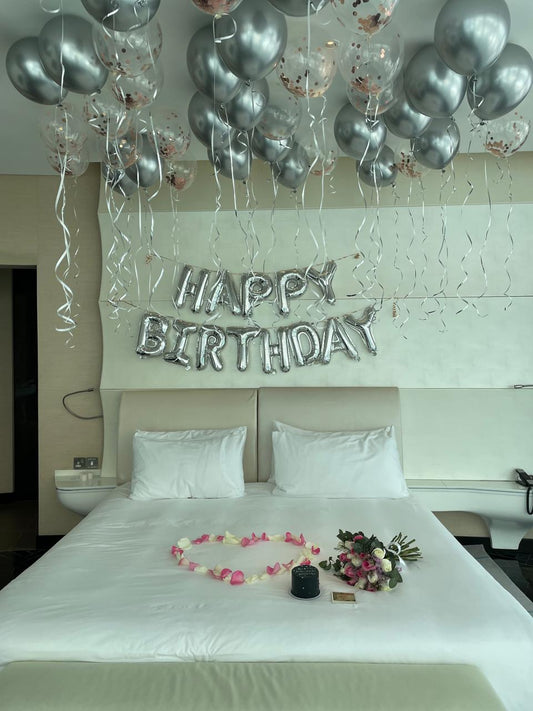 Silver Birthday Celebration Bundle - Balloon Room Arrangement