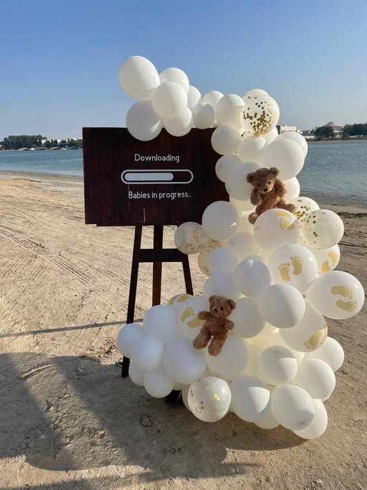 Delightful Sign Board with Balloons and Teddy Bears for Babies