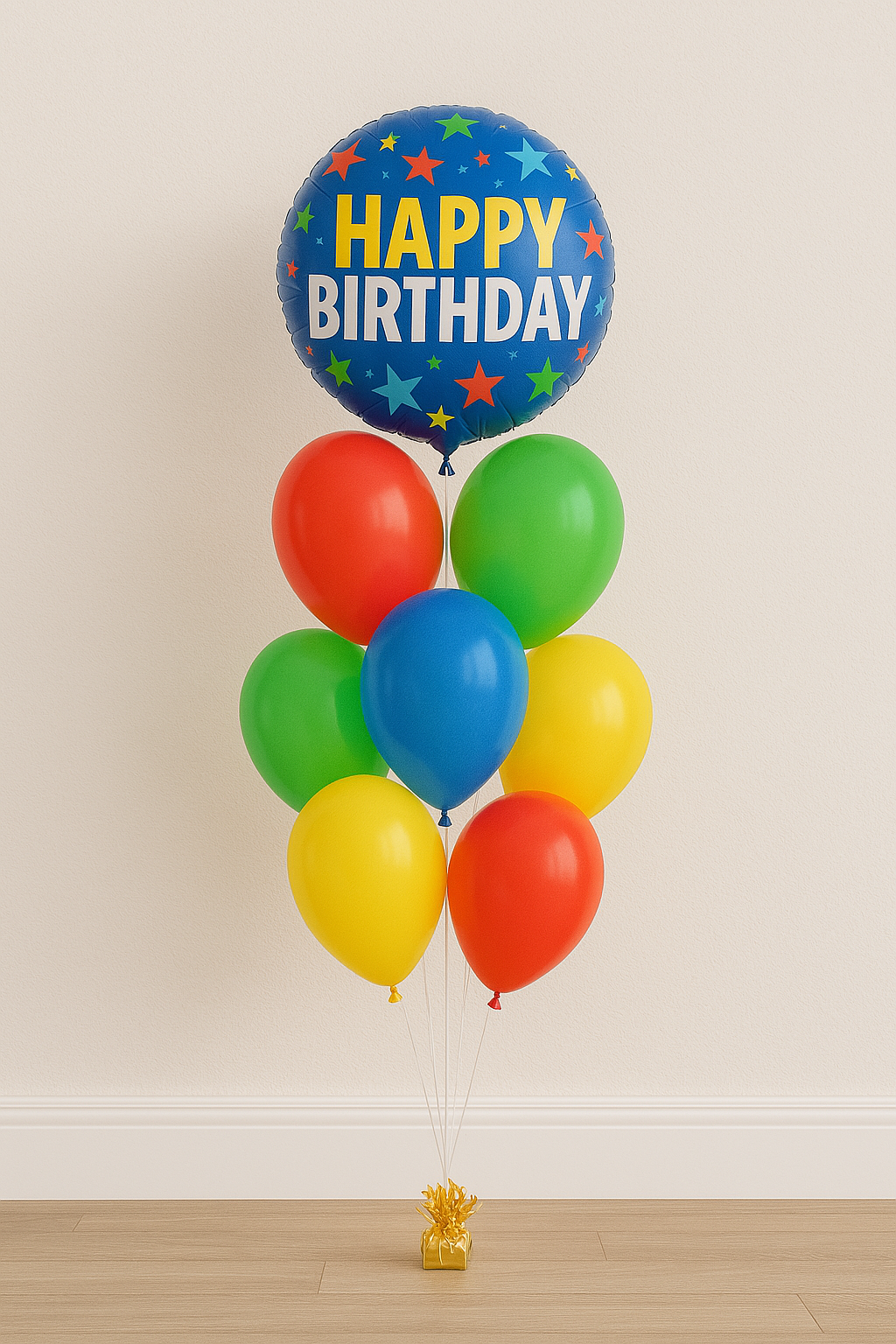 colourful happy birthday balloons blue