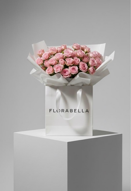 Pink Spray Roses – Paper Bag Bouquet