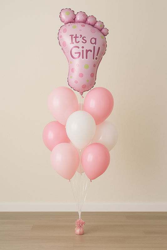 its a girl footprint balloons