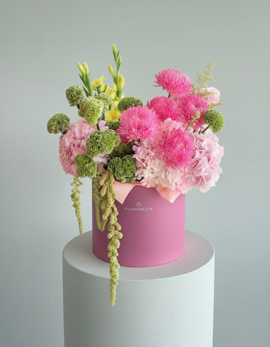 pink and green flowers