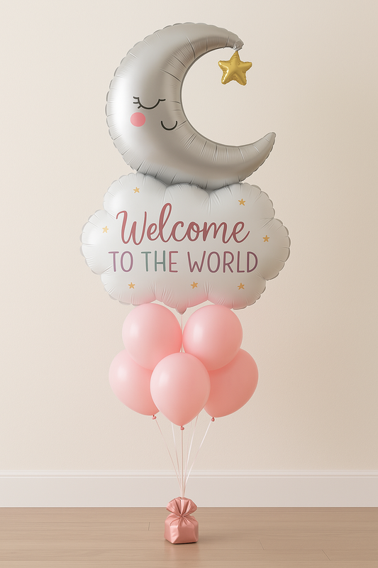 welcome to the world balloons pink