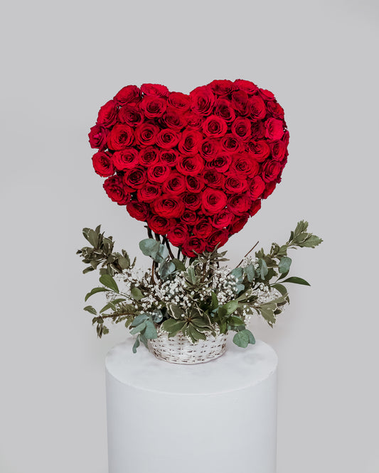Large 3D Heart of Roses